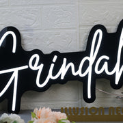 Grindaholicg White Neon Sign