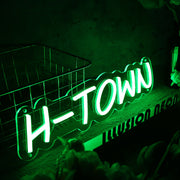 H-Town Green Neon Sign