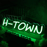 H-Town Green Neon Sign