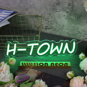 H-Town Green Neon Sign