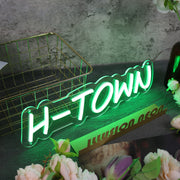 H-Town Green Neon Sign