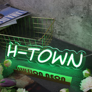 H-Town Green Neon Sign