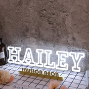 Hailey White Neon Sign