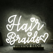 Hair Braids White Neon Sign