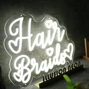 Hair Braids White Neon Sign