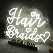 Hair Braids White Neon Sign