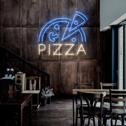 Half Pizza And Slice Neon Sign