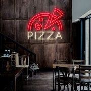 Half Pizza And Slice Neon Sign