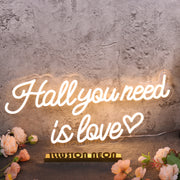 Hall You Need Is Love Yellow Neon Sign