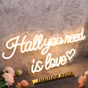 Hall You Need Is Love Yellow Neon Sign