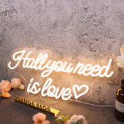 Hall You Need Is Love Yellow Neon Sign