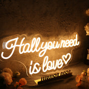 Hall You Need Is Love Yellow Neon Sign