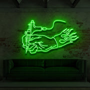 Hand of An Artist For Tattoo Studio Neon Sign