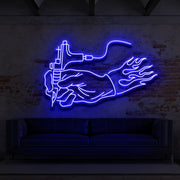 Hand of An Artist For Tattoo Studio Neon Sign