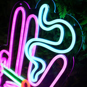 Hand With Eyes Smoking Neon Sign