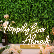 Happily Ever Ahmeds Yellow Neon Sign