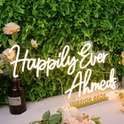 Happily Ever Ahmeds Yellow Neon Sign