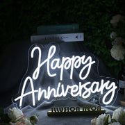 Happy Anniversary White Neon Sign