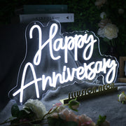 Happy Anniversary White Neon Sign