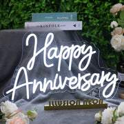 Happy Anniversary White Neon Sign