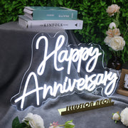 Happy Anniversary White Neon Sign