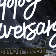 Happy Anniversary White Neon Sign