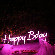 Happy Bday Purple Neon Sign