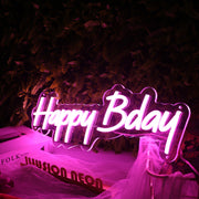 Happy Bday Purple Neon Sign