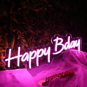 Happy Bday Purple Neon Sign