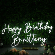 Happy Birthday Brittany White Neon Sign