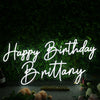 Happy Birthday Brittany White Neon Sign