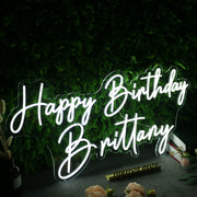 Happy Birthday Brittany White Neon Sign