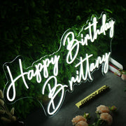 Happy Birthday Brittany White Neon Sign