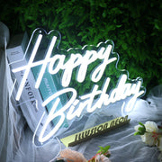 Happy Birthday White Neon LED Sign