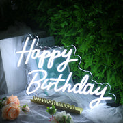 Happy Birthday White Neon LED Sign