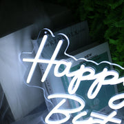 Happy Birthday White Neon LED Sign