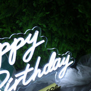 Happy Birthday White Neon LED Sign