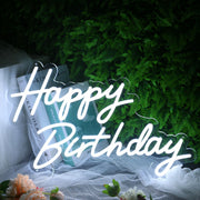 Happy Birthday White Neon LED Sign