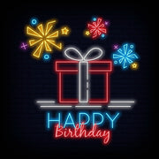 Happy Birthday with a Gift Box Neon Sign