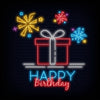 Happy Birthday with a Gift Box Neon Sign