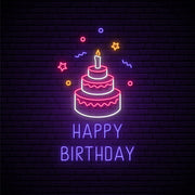 Happy Birthday with Cake Neon Sign