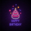 Happy Birthday with Cake Neon Sign