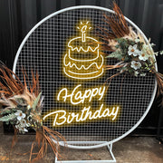 Happy Birthday with Cake on Top Neon Sign