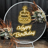 Happy Birthday with Cake on Top Neon Sign