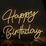 Happy Birthday Yellow Neon Sign