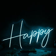 Happy Blue Custom Neon Sign