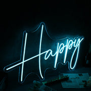 Happy Blue Custom Neon Sign