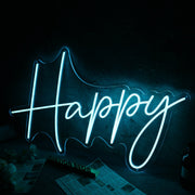 Happy Blue Custom Neon Sign