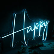 Happy Blue Custom Neon Sign