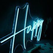 Happy Blue Custom Neon Sign